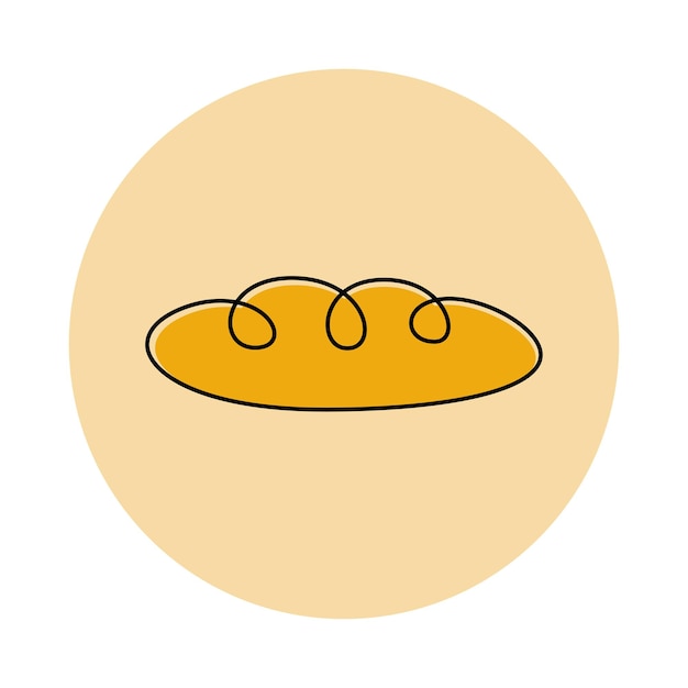 Значок французского хлеба Плоская векторная иллюстрация хлебного багета