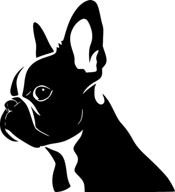 Vector french bulldog black and white isolated icon vector illustration