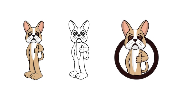 French Bulldog Cartoon Character design illustration