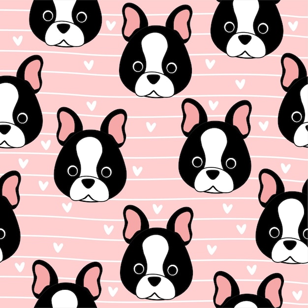 french bulldog cute pink seamless pattern