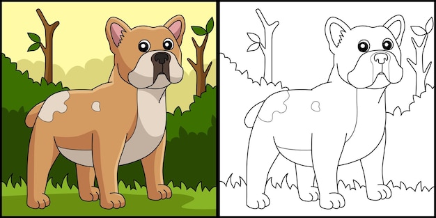 Bulldog francese cane da colorare pagina illustrazione