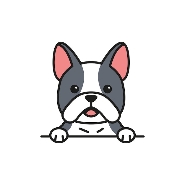 French bulldog icon Flat color design Vector Illustration
