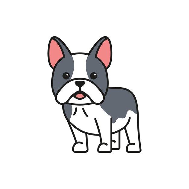 French bulldog icon in flat style Vector illustration on white background