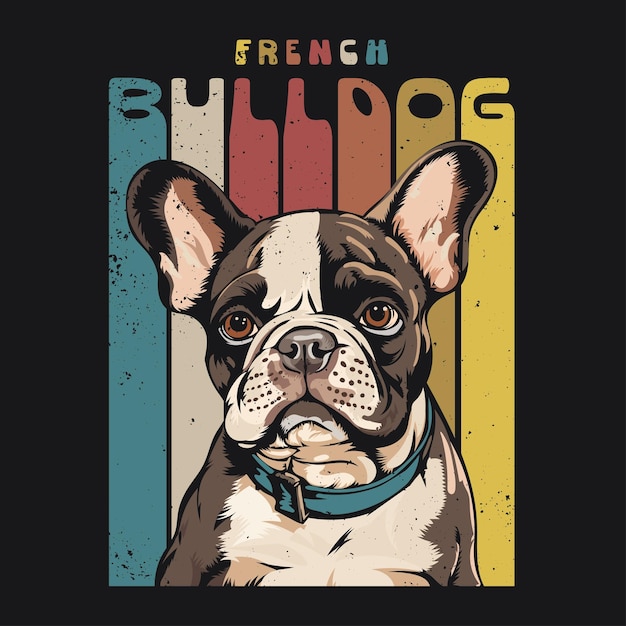 French Bulldog retro vintage tshirt Design