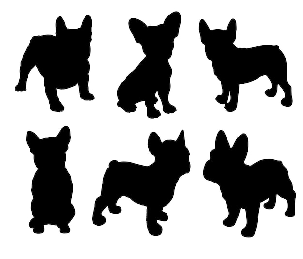 Vector french bulldog silhouette pack