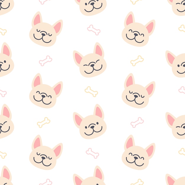 French bulldog with bones seamless pattern