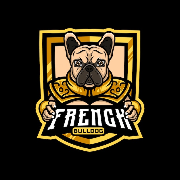 Vettore bullgod francese mascotte logo gioco corazzato