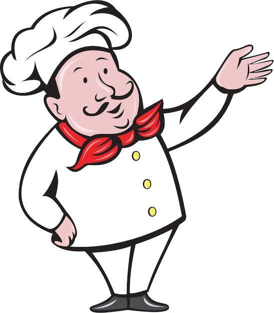 French chef welcome greeting cartoon