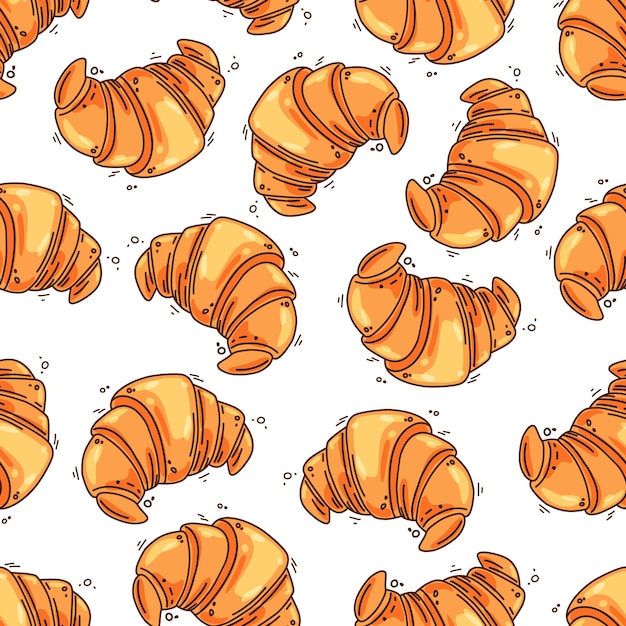 French croissants seamless pattern