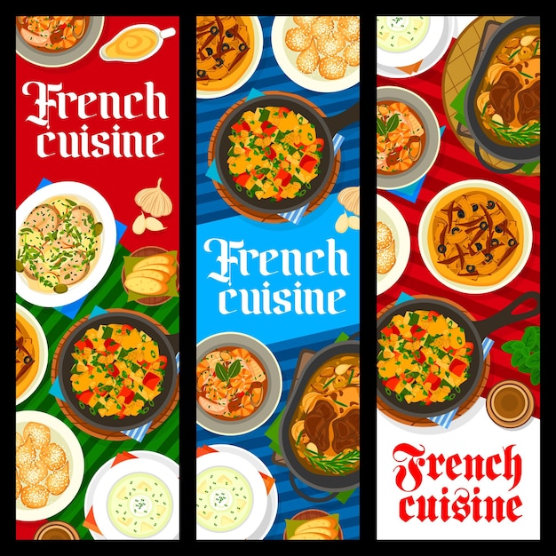 French cuisine restaurant food vertical banners