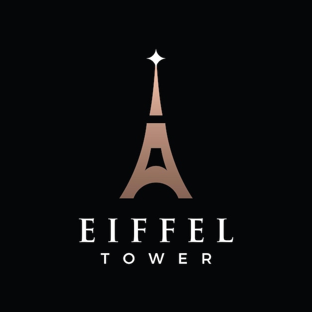 Vettore edificio della torre eiffel francese e design del modello di logo della torre alta con illustrazione vettoriale modificabile