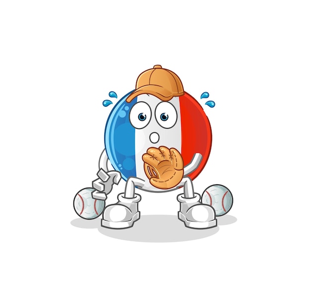 French flag baseball Catcher cartoon. cartoon mascot vector