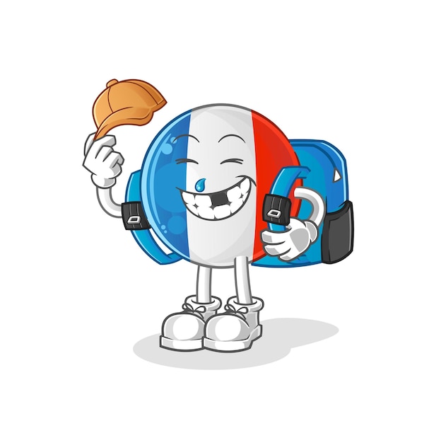 French flag goes to school vector cartoon character