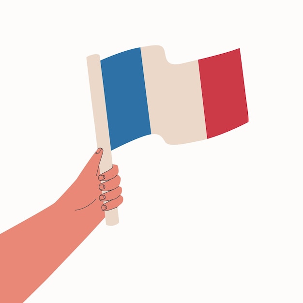 Vector french flag the hand holds the national flag of the country vector cartoon illustration