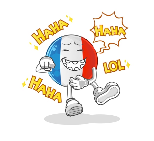 Vector french flag laugh out loud character cartoon mascot vector