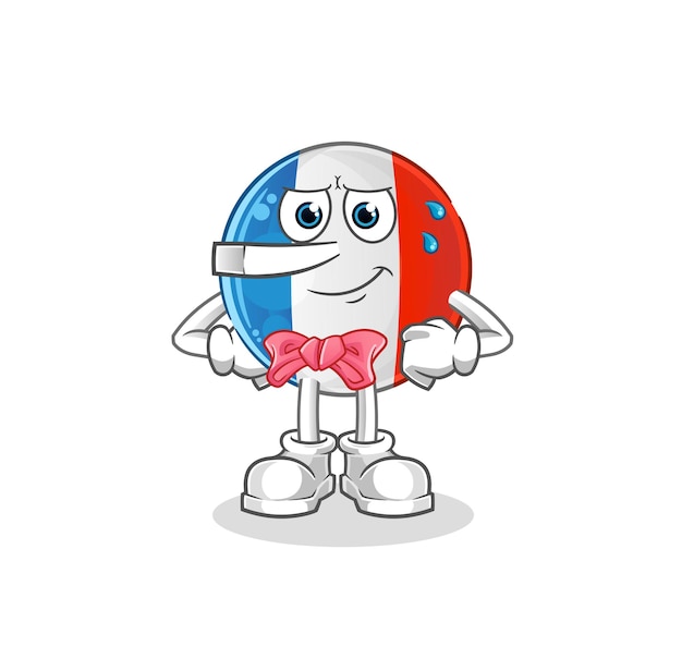 French flag lie like Pinocchio character. cartoon mascot vector