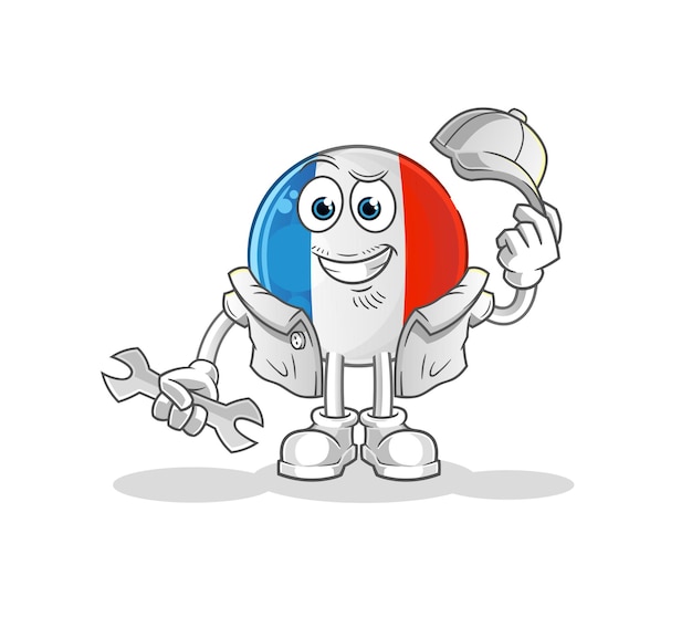 French flag mechanic cartoon cartoon mascot vector