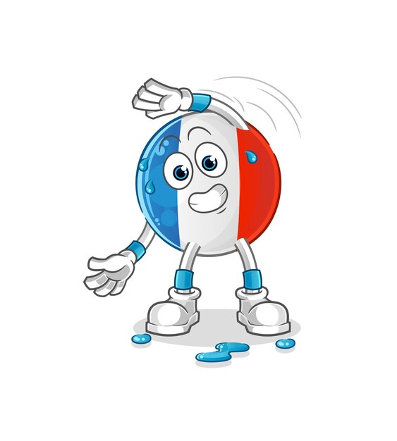 French flag stretching character cartoon mascot vector