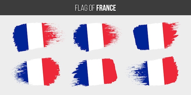 French flags Brush stroke grunge vector illustration flag of France isolated on white