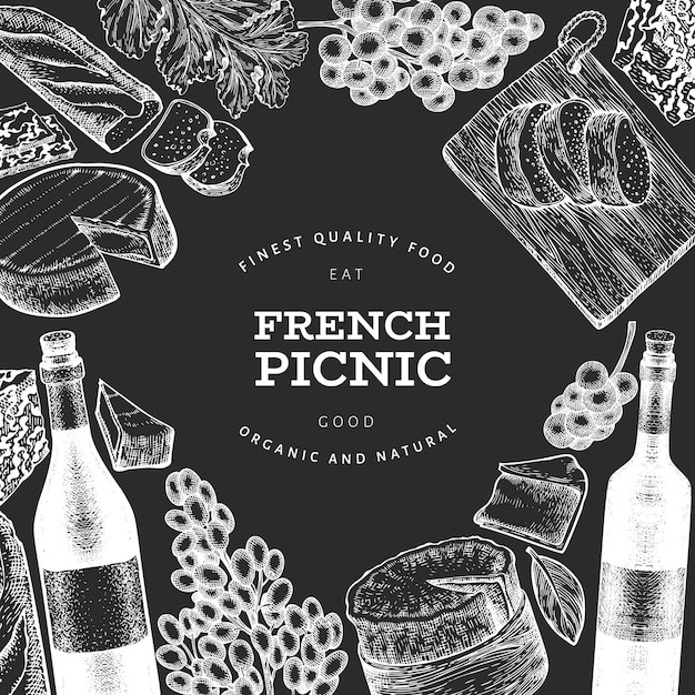 French food illustration design template.