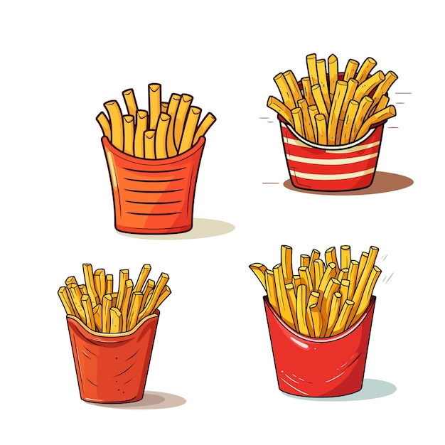 Vector french fries cartoon detailed clip