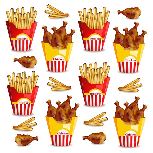 French fries and chicken wings pattern