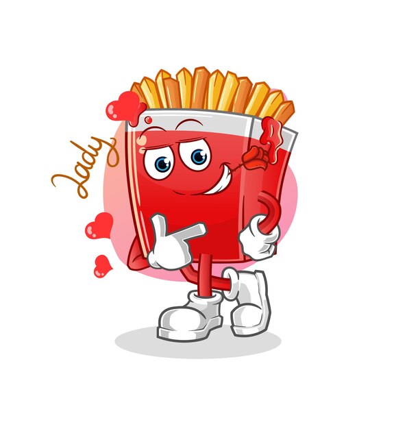 French fries flirting illustration. character vector