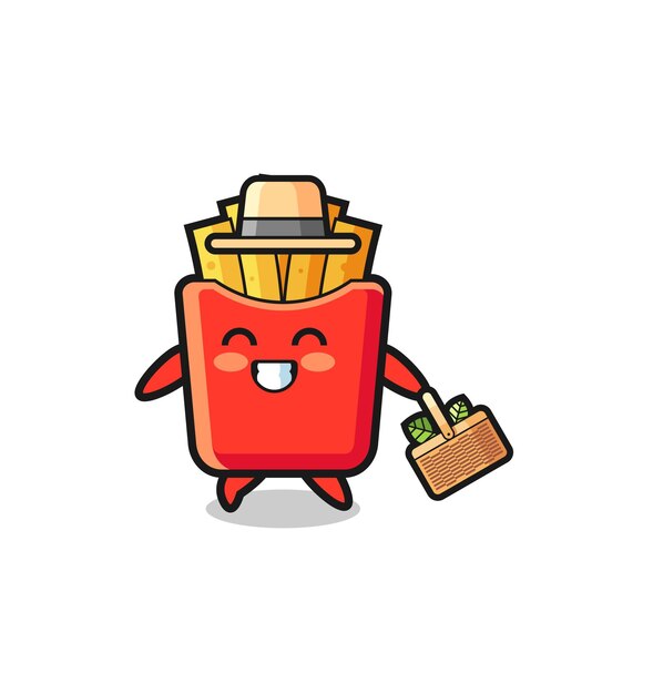 french fries herbalist character searching a herbal , cute design