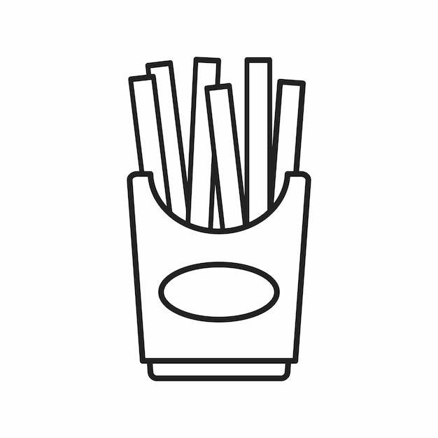 french fries icon with outline style