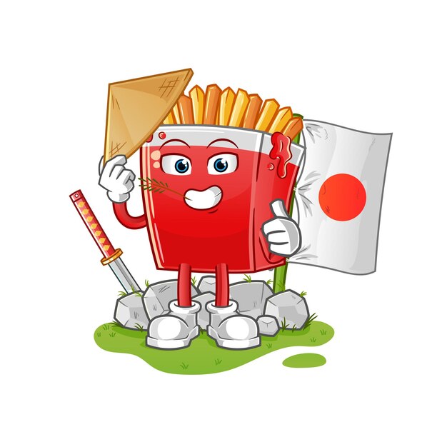 French fries japanese vector. cartoon character