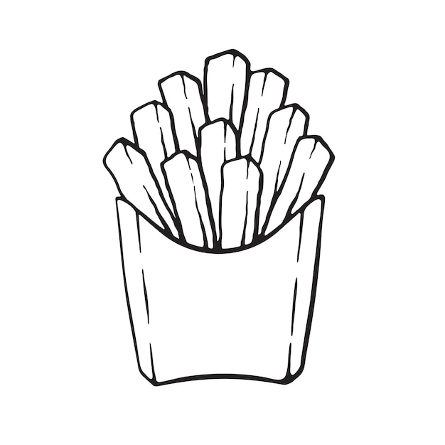 French fries in a paper pack Unhealthy food Vector illustration