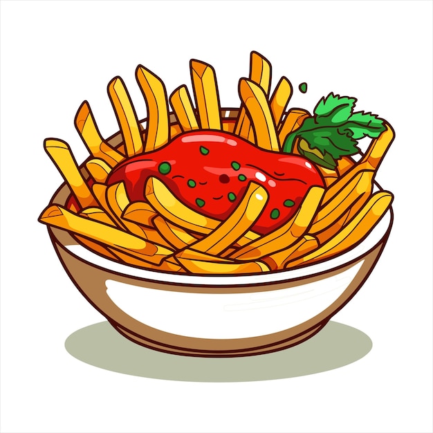 Vector french fries potato tasty fast street food in red paper box vector