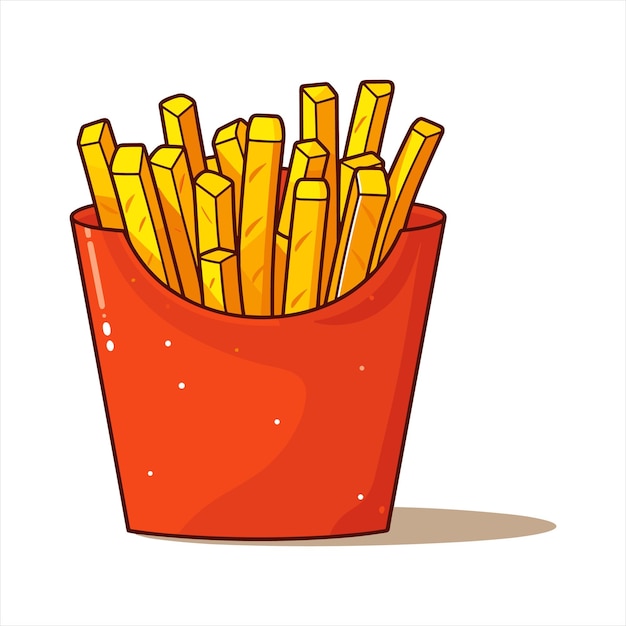 French fries potato tasty fast street food in red paper box vector