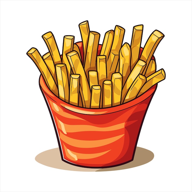 Vector french fries potato tasty fast street food in red paper box vector