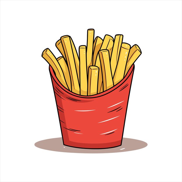 Vector french fries potato tasty fast street food in red paper box vector