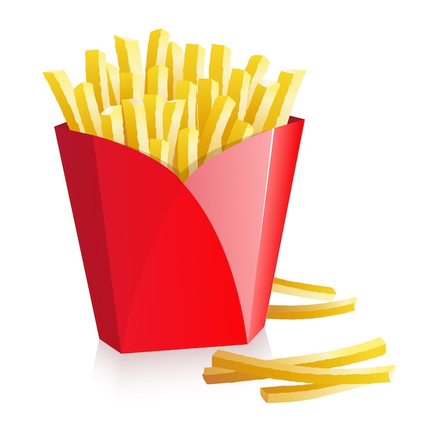 Vector french fries in a red box