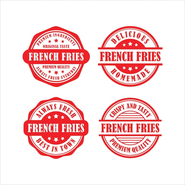 French fries stamps vector design collection