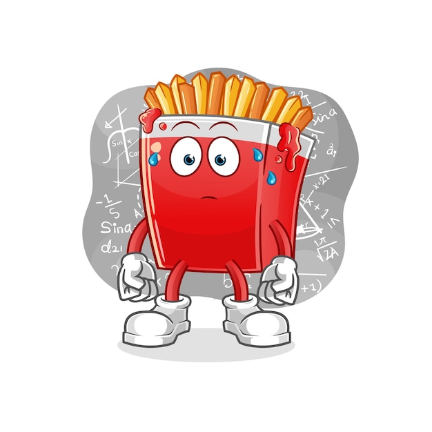 French fries thinking hard vector. cartoon character