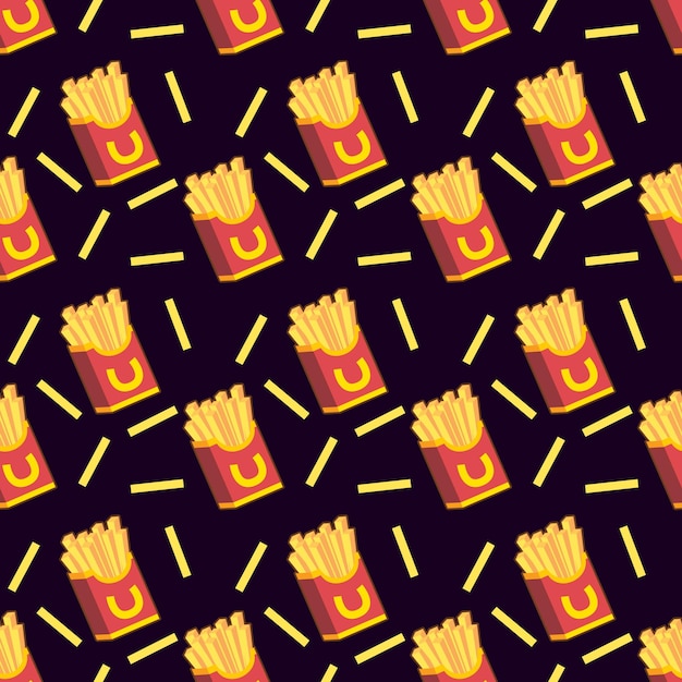 Vector french fries vector illustration french fries seamless pattern