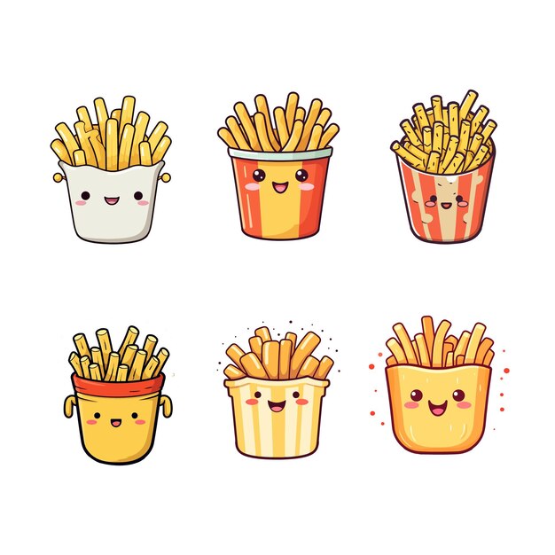 Premium Vector French fries with ketchup and mustard