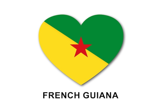 Vector french guiana heart flags flat