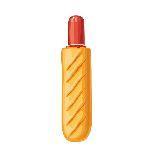 French hotdog with ketchup vector flat illustration isolated