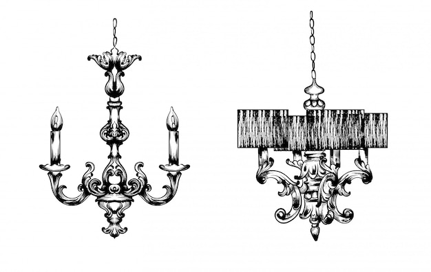 Vector french luxury lamps set