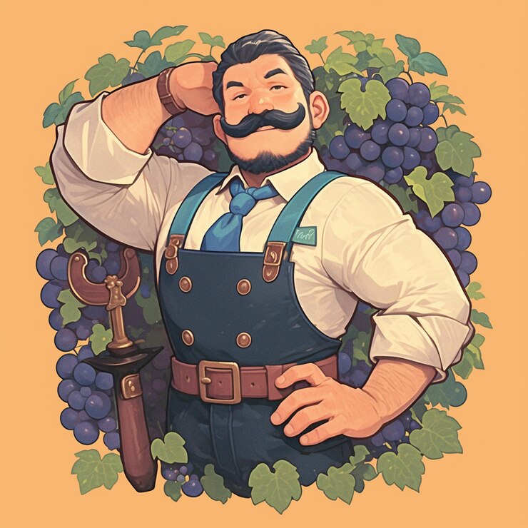 Vector french man in vineyard workers attire