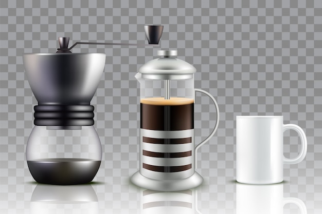 French press coffee set illustration