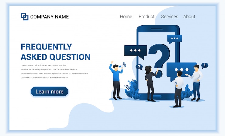 Vector frequently asked question concept with people asking to online support center via mobile phone. 