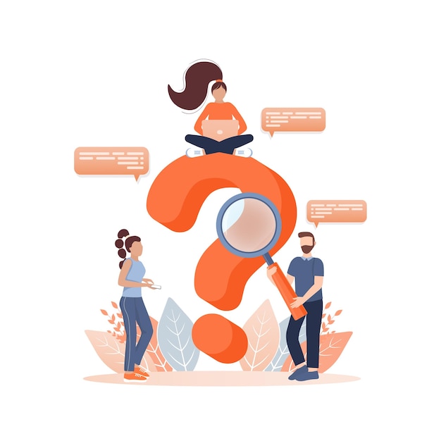 Frequently asked questions page template vector web banner customer service flat isometric