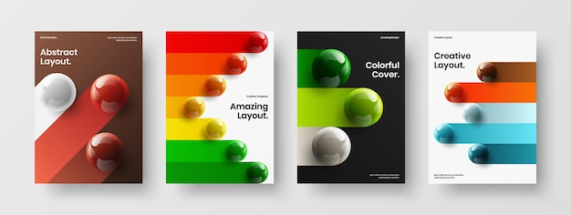Fresh 3D balls presentation concept set