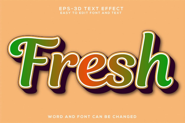 Vettore effetto di testo 3d colorato fresco