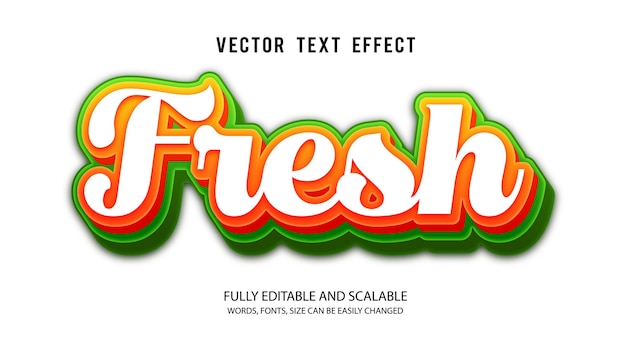 fresh 3d editable text effect vector template with cute background